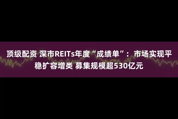 顶级配资 深市REITs年度“成绩单”：市场实现平稳扩容增类 募集规模超530亿元
