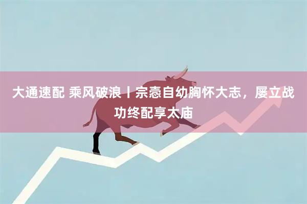 大通速配 乘风破浪丨宗悫自幼胸怀大志，屡立战功终配享太庙
